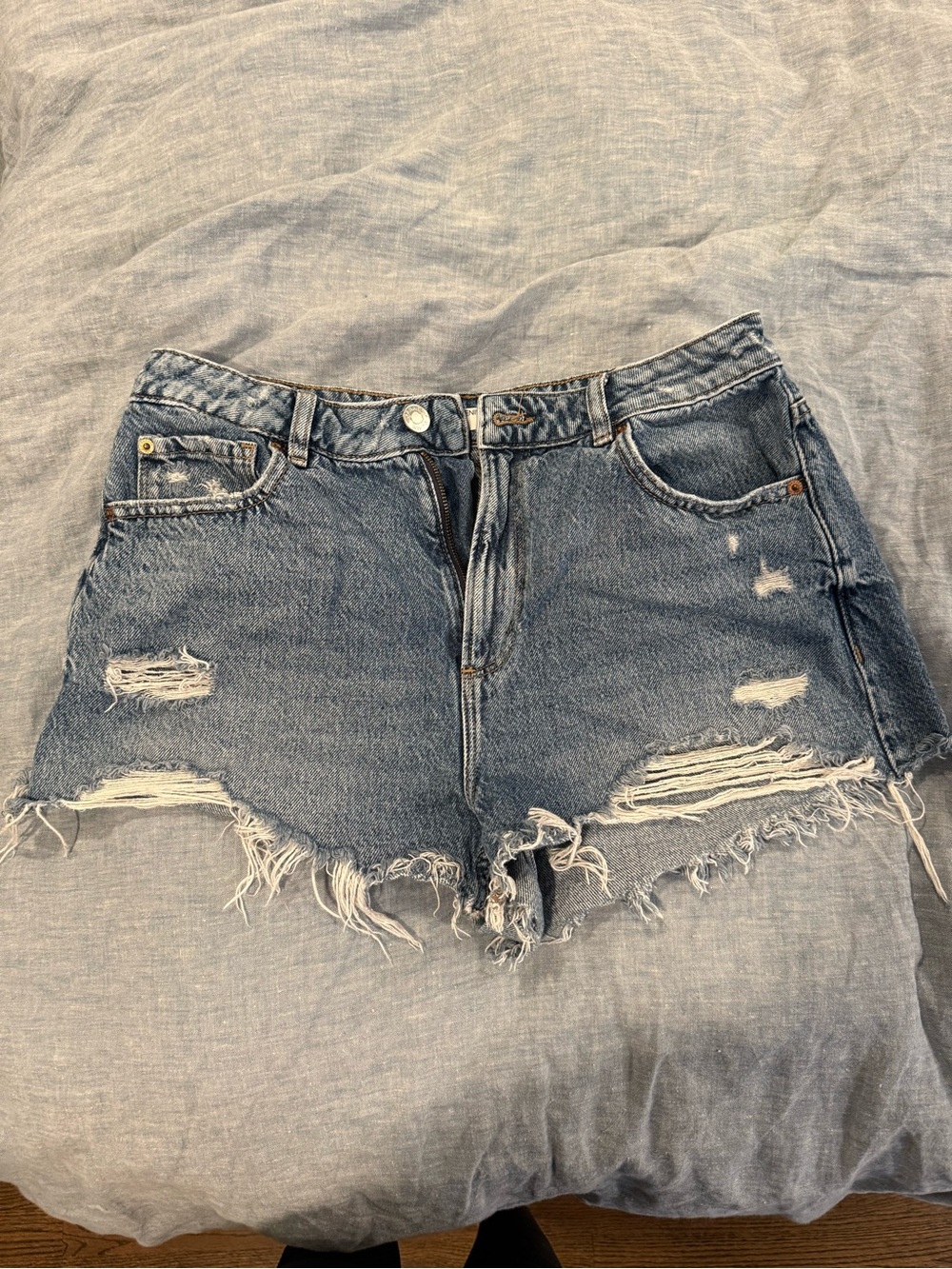 Garage Distressed Light Blue Denim Cutoff Shorts